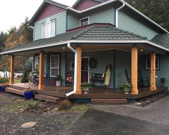 Metal tile porch roof
